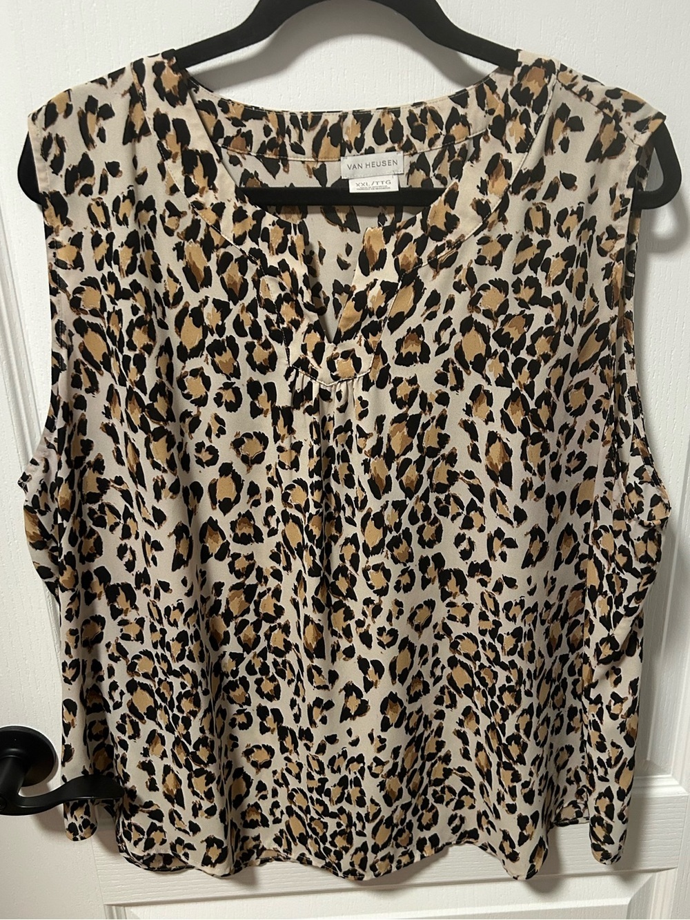 Van Heusen Leopard Print Sleeveless Blouse in Beige, Black, Brown
